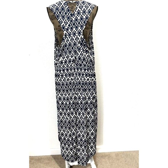 Banana Republic Blue & White Sleeveless Maxi CrissCross Back Dress Size XL READ - Picture 5 of 14